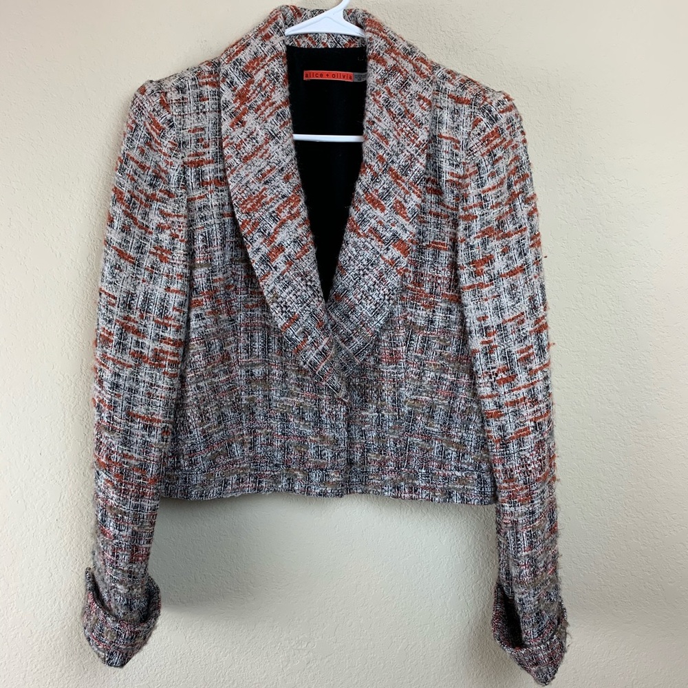 Alice + Olivia Cropped Tweed Ombré Blazer Jacket